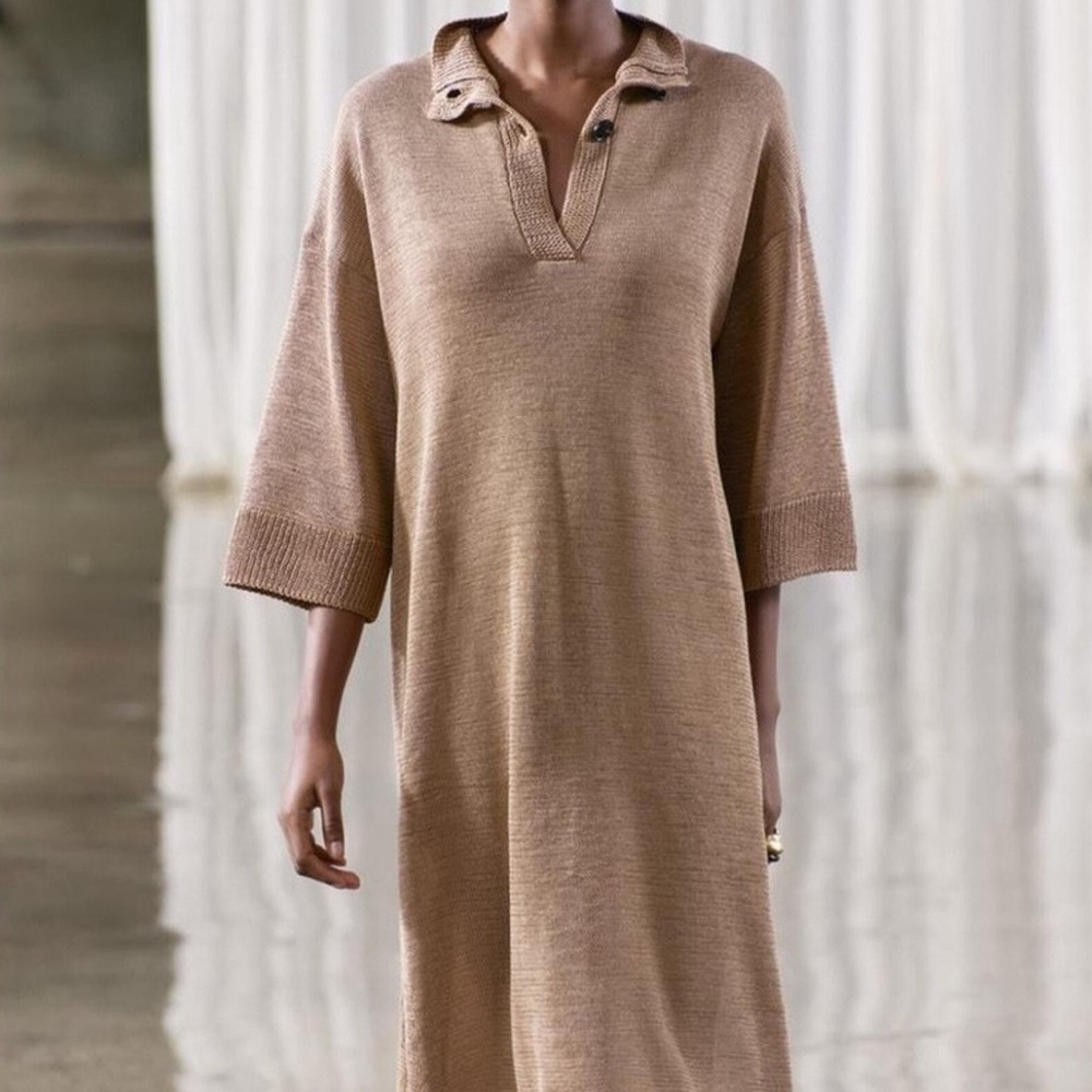 Zara Knit Sweater Taupe Brown Dress Size Small